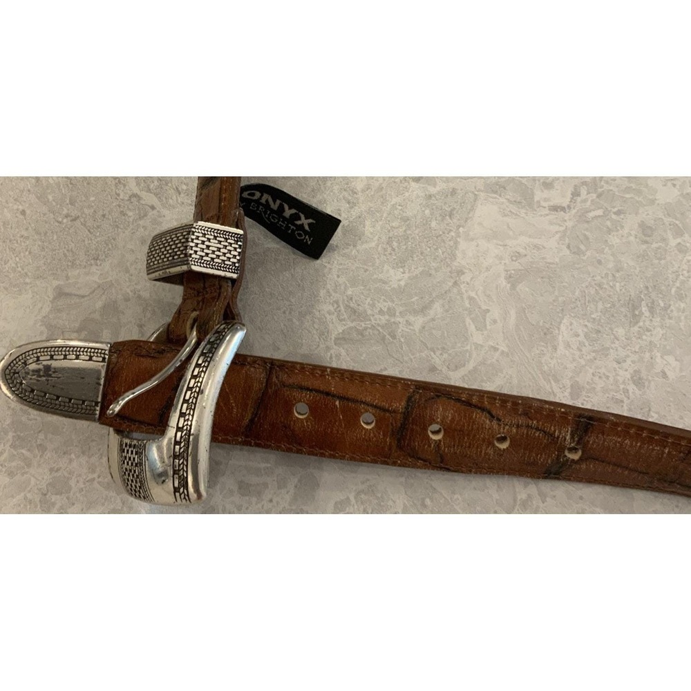 Vintage 1993 Onyx By Brighton 12506 Brown Croc Alligator Leather Size 40 Belt